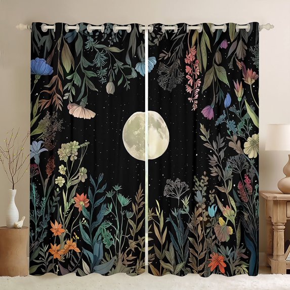 Castle Fairy Starry Sky Curtains Pack of 2 (42x84 Each),Chic Flower Curtains Blackout,Exotic Style Bedroom Curtains,Microfiber Teenagers Bedroom Decor