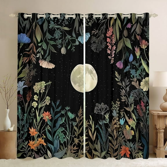 Castle Fairy Starry Sky Curtains Pack of 2 (42x84 Each),Chic Flower Curtains Blackout,Exotic Style Bedroom Curtains,Microfiber Teenagers Bedroom Decor