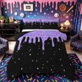 thumbnail image 1 of Castle Fairy Stars Print King Size Comforter Sets 3pcs, Ice Cream Drip Comforters King Size, Purple Black,Black Reversible,1 Comforter and 2 Pillowcases, 1 of 6