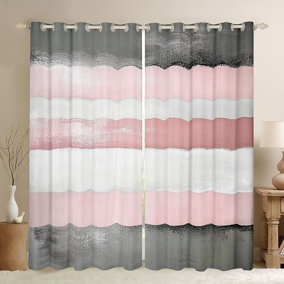 Castle Fairy Stripes Black Out Curtains,Minimalist Curtains Pack of 2 (42x63 Each)