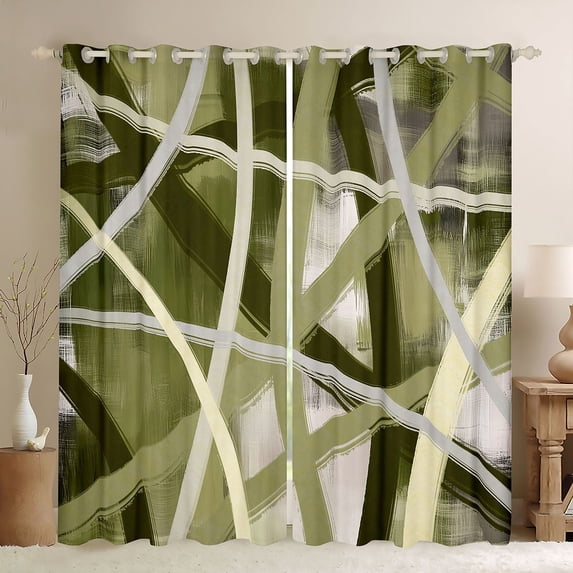 Castle Fairy Stripes Blackout Curtains Set of 2 (52x84 Each),Abstract Window Curtains
