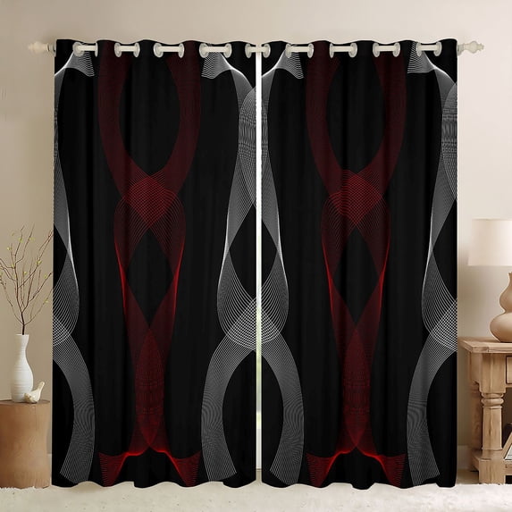 Castle Fairy Stripes Blackout Curtains Set of 2 (52x84 Each),Geometric Window Curtains