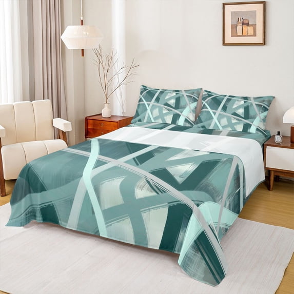 Castle Fairy Stripes Girl Full Size Sheets,Abstract Gradient Lines Bed Sheets