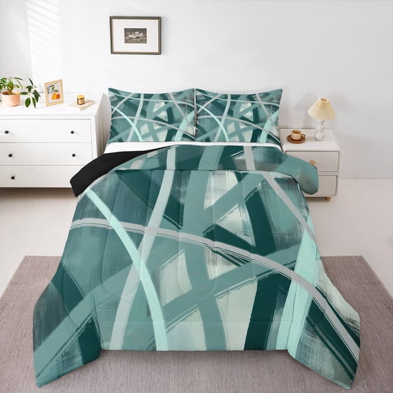 Castle Fairy Stripes Girl Twin Comforter Sets,Abstract Gradient Lines Bedding Set