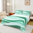 thumbnail image 1 of Castle Fairy Stripes Queen Sheet Sets for Teens Female Men,Green White Bed Set, 1 of 7