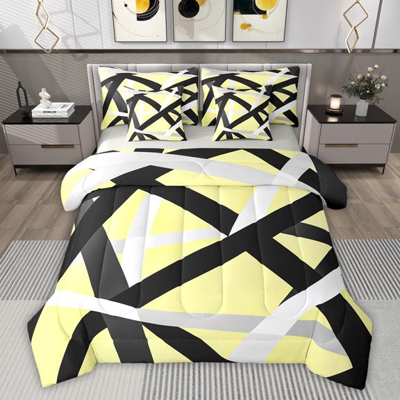 Castle Fairy Stripes Twin Bedding Sets,Abstract Minimalist Lines Bedding Comforter Set