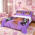 thumbnail image 1 of Castle Fairy Stylish Black Girl Queen Sheets 4 Pieces,Ribbon Bow Queen Sheet Sets,Purple,1 Fitted Sheet, 1 Flat Sheet and 2 Pillowcases, 1 of 6