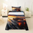 thumbnail image 1 of Castle Fairy Sunset Racer Twin Sheet Sets 3pcs for Men, Abstract Sky Bedding for Master Bedroom, Orange and Blue, 1 of 6