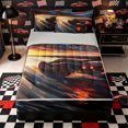 thumbnail image 1 of Castle Fairy Sunset Racer Zipper Twin Comforter Sets with Fitted Sheet and 2 Pillowcases,Abstract Sky Zipper Bedding Set,Orange and Blue,4-Piece,Grey Reversible, 1 of 6
