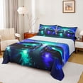 thumbnail image 1 of Castle Fairy Teal Blue Racing Car Full Size Sheets 4-Piece for Kids,Gradient Neon Light Speed Bed Sheets for Bedroom, 1 of 6