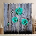 thumbnail image 1 of Castle Fairy Teal Rose Blackout Curtains Set of 2 (52x84 Each),Butterfly Window Curtains, 1 of 6