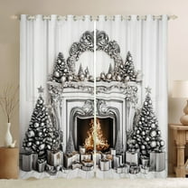 Castle Fairy Teenager Christmas Gifts Black Out Curtains,Xmas Tree Curtains Pack of 2 (42x63 Each),Festival Theme Bedroom Curtains,Breathable Home Decor