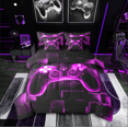 thumbnail image 1 of Castle Fairy Teenagers Abstract Gamer 7pcs Bedding Comforter Set,Gradient Gamepads Queen Bedding Sets Super Cozy,Futuristic Cubes Queen Sheet Sets,Galaxy Bedroom Decor, 1 of 8