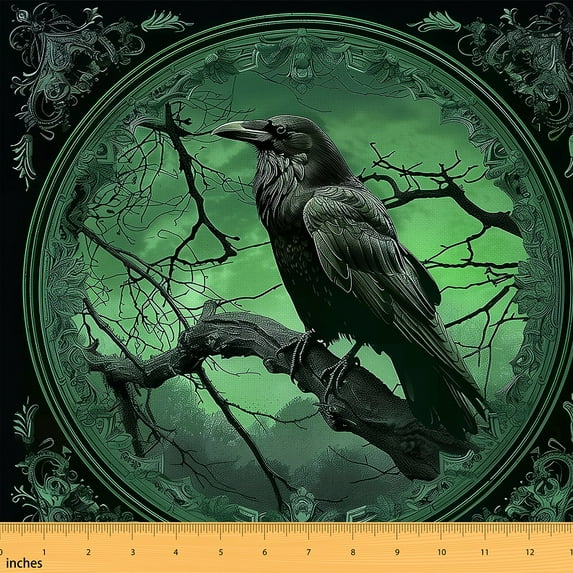 Castle Fairy Teenagers Animal Crow Fabric by the Yard 1 Yard,Gothic Style Home Decor Fabric by the Yard,Happy Halloween Room Decor Fabric by the Yard,Super Cozy Room Decor