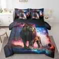 thumbnail image 1 of Castle Fairy Teenagers Animal Lion Bedding Comforter Set,Cosmos Wildlife King Bedding Sets, 1 of 8