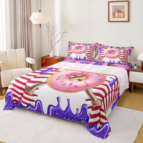 Castle Fairy Teenagers Ball Gamer Baseball Twin Sheet Sets 3pcs,Sport Theme Twin Fitted Sheet Microfiber,Dessert Donut Ice Cream Splash Breathable Flat Sheet,Ultra Soft Home Decor