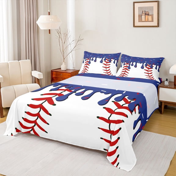 Castle Fairy Teenagers Baseball Print Twin Sheet Sets,Sport Bedding