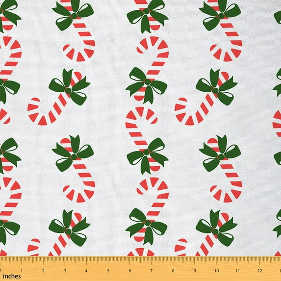 Castle Fairy Teenagers Bowknot Candy Canes Fabric by the Yard 2 Yards,Festival Xmas Room Decor Fabric by the Yard,Merry Christmas Sewing Fabric,Lightweight Room Decor