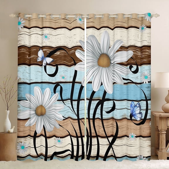 Castle Fairy Teenagers Butterfly Flower Black Out Curtains,Rustic Vintage Curtains Pack of 2 (42x63 Each),Lodge Cabin Bedroom Curtains,Lightweight Room Decor