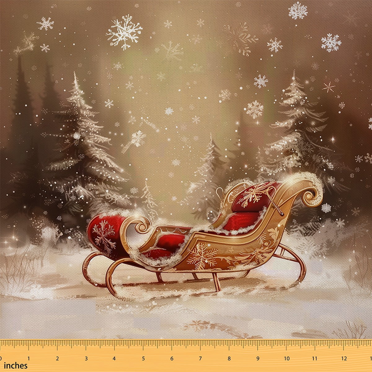Castle Fairy Teenagers Christmas Sleigh Fabric by the Yard 3 Yards,Winter Snowflake Sewing Fabric,Happy New Year Fabric for Sewing,Microfiber Bedroom Decor