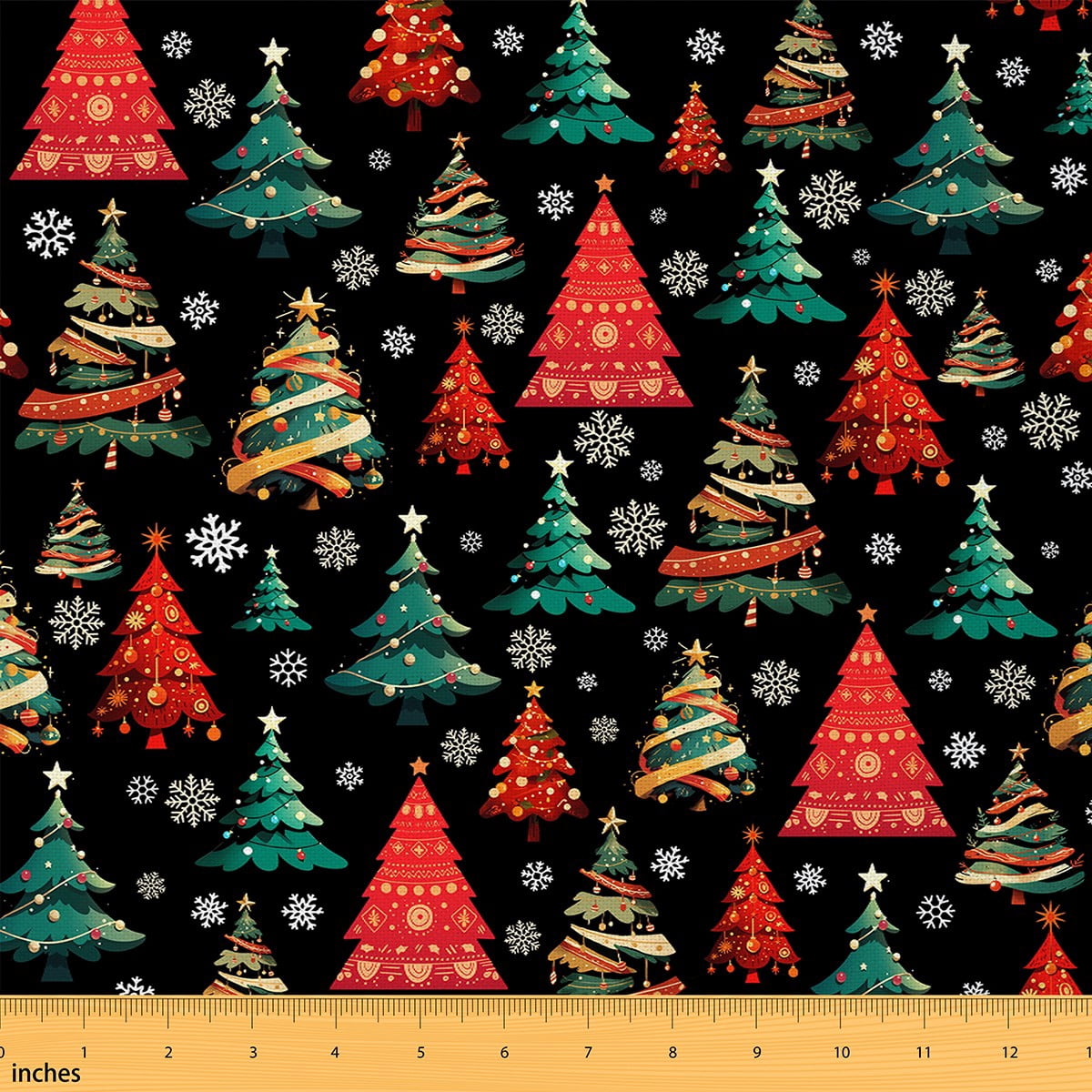Castle Fairy Teenagers Christmas Tree Fabric by the Yard 10 Yards,Winter Snowflake Room Decor Fabric by the Yard,Happy New Year Fabric for Sewing,Lightweight Room Decor