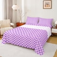 thumbnail image 1 of Castle Fairy Teenagers Geometric Lattice 3pcs Twin Sheet Sets,Minimalist Plaid Twin Fitted Sheet,Pink Purple Breathable Flat Sheet,Super Cozy Room Decor, 1 of 7