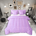 thumbnail image 1 of Castle Fairy Teenagers Geometric Lattice 7-Piece Bedding Comforter Set,Minimalist Plaid King Bedding Sets,Pink Purple Ultra Soft Bed Sheets,Super Cozy Room Decor, 1 of 8
