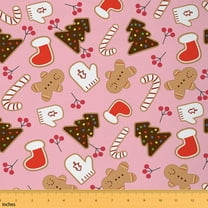 Castle Fairy Teenagers Gingerbread Man Fabric by the Yard 1 Yard,Festival Xmas Home Decor Fabric by the Yard,Christmas Tree Room Decor Fabric by the Yard,Lightweight Room Decor