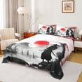 thumbnail image 1 of Castle Fairy Teenagers Japanese Samurai Queen Sheet Sets,Black Red Bed Set, 1 of 7