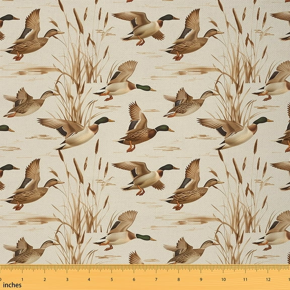 Castle Fairy Teenagers Mallard Duck Fabric by the Yard 2 Yards,Flying Animal Room Decor Fabric by the Yard,Jungle Wildlife Sewing Fabric,Microfiber Bedroom Decor