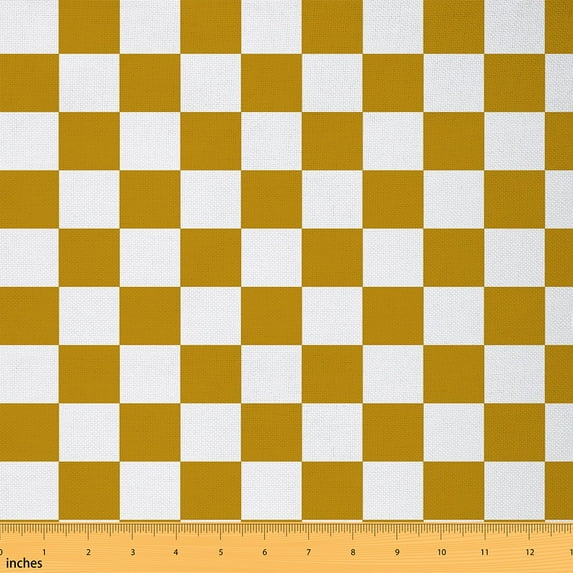 Castle Fairy Teenagers Minimalist Buffalo Fabric by the Yard 1 Yard,Geometric Plaid Home Decor Fabric by the Yard,Yellow White Room Decor Fabric by the Yard,Ultra Soft Home Decor