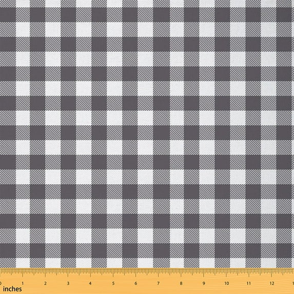 Castle Fairy Teenagers Minimalist Buffalo Fabric by the Yard 10 Yards,Geometric Plaid Room Decor Fabric by the Yard,Grey White Fabric for Sewing,Ultra Soft Home Decor