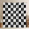thumbnail image 1 of Castle Fairy Teenagers Monogrammed Letter Black Out Curtains,Geometric Plaid Curtains Pack of 2 (42x63 Each),Alphabet Lattice Bedroom Curtains,Lightweight Room Decor, 1 of 6