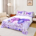 thumbnail image 1 of Castle Fairy Teenagers Purple Floral Flying Butterflies Twin Sheet Sets 3pcs,Chic Flower Rose Twin Fitted Sheet Microfiber,Spring Garden Dreamy Princess Breathable Flat Sheet,Super Cozy Room Decor, 1 of 7
