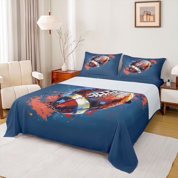 Castle Fairy Teenagers Sport Football Bed Sheets,Graffiti Splash King Sheets