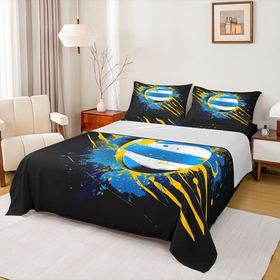 Castle Fairy Teenagers Sport Volleyball Twin Sheet Sets,Graffiti Splash Bedding