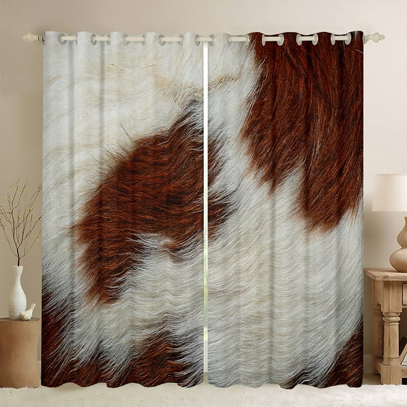 Castle Fairy Teenagers Vintage Cow Print Blackout Curtains Set of 2 (52x84 Each),Rustic Farmhouse Animal Window Curtains,Western Theme Curtains and Drapes,Ultra Soft Home Decor