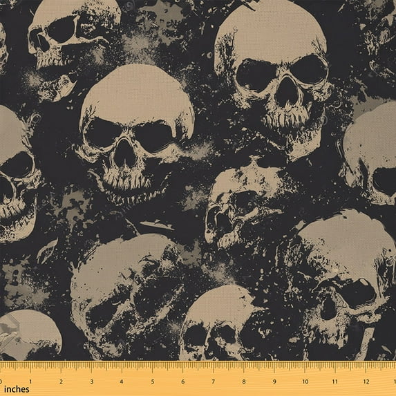 Castle Fairy Teenagers Vintage Skull Fabric by the Yard 1 Yard,Gothic Style Home Decor Fabric by the Yard,Happy Halloween Room Decor Fabric by the Yard,Ultra Soft Home Decor