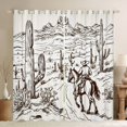 thumbnail image 1 of Castle Fairy Teenagers Western Cowboy Black Out Curtains,Southwestern Exotic Style Curtains Pack of 2 (42x63 Each),Vintage Aesthetic Desert Cactus Bedroom Curtains,Super Cozy Room Decor, 1 of 6