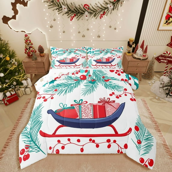 Castle Fairy Teenagers Xmas Gifts 3 Pieces Queen Comforter Set,Tree Leaves Ultra Soft Bedding Sets,Happy New Year Bedding Comforter Set,Lightweight Room Decor