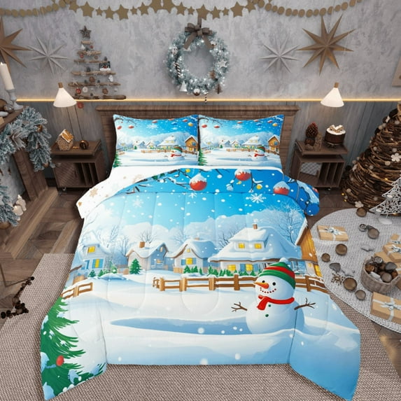 Castle Fairy 3-Piece Full Size Comforter Set - Snowman Cabin Rustic Print