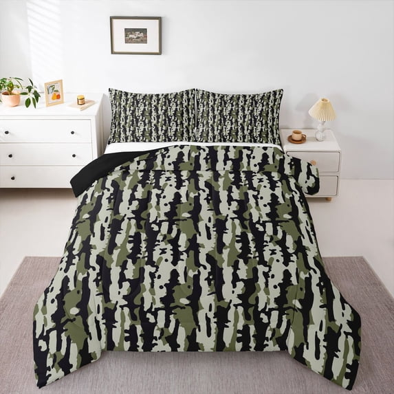 Castle Fairy Teens Abstract Camouflage Full Size Comforter Sets,Vintage Camo Bedding Sets