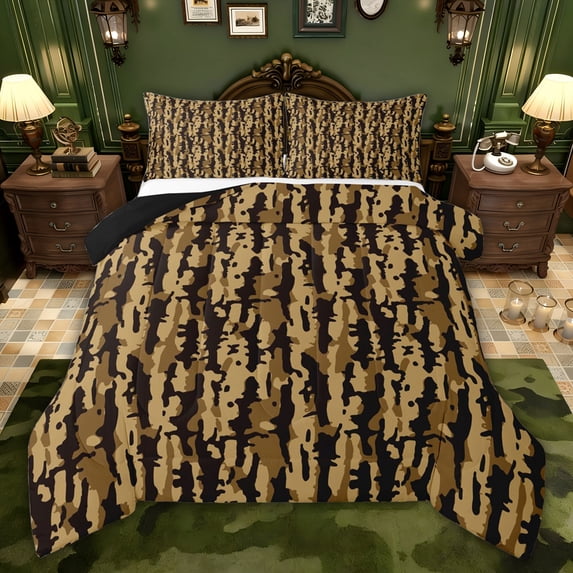 Castle Fairy Teens Abstract Camouflage Twin Comforter Sets,Vintage Camo Bedding Set