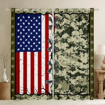 Castle Fairy Teens Adults Abstract Camouflage Black Out Curtains,USA Flag Curtains Pack of 2 (42x63 Each),Retro Vintage Bedroom Curtains,Super Cozy Room Decor