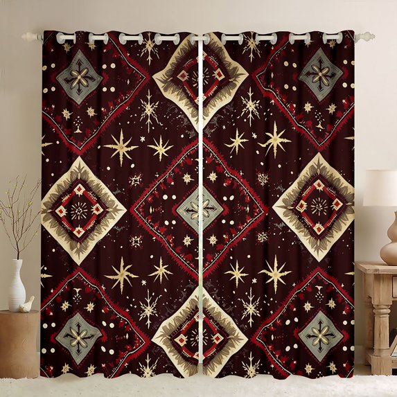 Castle Fairy Teens Adults Abstract Geometric Blackout Curtains Set of 2 (52x84 Each),Bohemian Theme Window Curtains,Starry Sky Curtains and Drapes,Microfiber Bedroom Decor