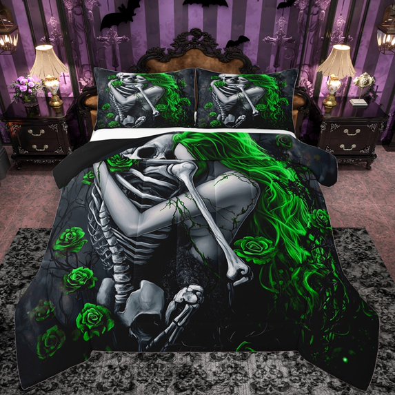 Castle Fairy Twin Size 2-Piece Abstract Rose Skeleton Comforter Set