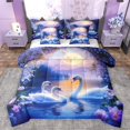 thumbnail image 1 of Castle Fairy 7-Piece Queen Size Bedding Set - Swan Floral Lotus Valentine's Day Design, 1 of 8