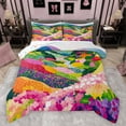thumbnail image 1 of Castle Fairy Teens Adults Colorful Flowers 3 Pieces Queen Comforter Set,Spring Garden Floral Ultra Soft Bedding Sets,Abstract Gradient Blossoms Bedding Comforter Set Breathable, 1 of 8