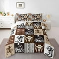 thumbnail image 1 of Castle Fairy Teens Adults Cowboy Boots Hat Full Size Comforter Sets 3-Piece,Geometric Plaid Bedding Comforter Set,Black Brown Aztec Lightweight Bedding Sets,Ultra Soft Home Decor,Reversible, 1 of 8