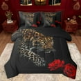 thumbnail image 1 of Castle Fairy Teens Adults Floral Leopard Bedding Comforter Set 7 Pieces,Woodland Animal Cheetah Full Bedding Set Lightweight,Chic Flowers Rose Fitted Sheet Flat Sheet,Luxury Bedroom Decor,Reversible, 1 of 8